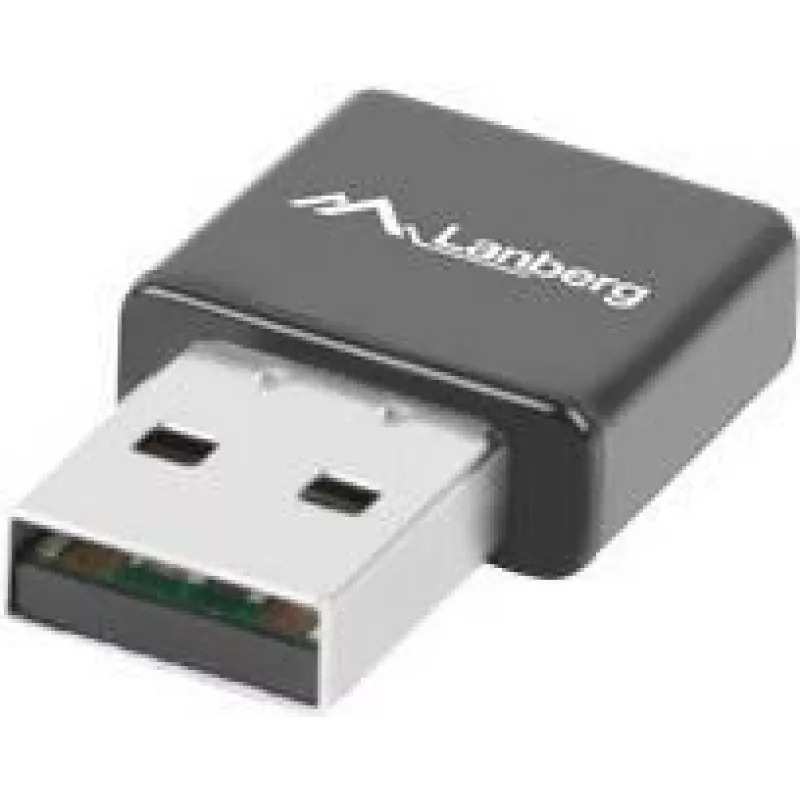USB belaidis tinklo adapteris LANBERG NC-0300-WI, 2x vidinės antenos 2 dBi, USB 2.0, iki 2400 Mbit/s, juodas