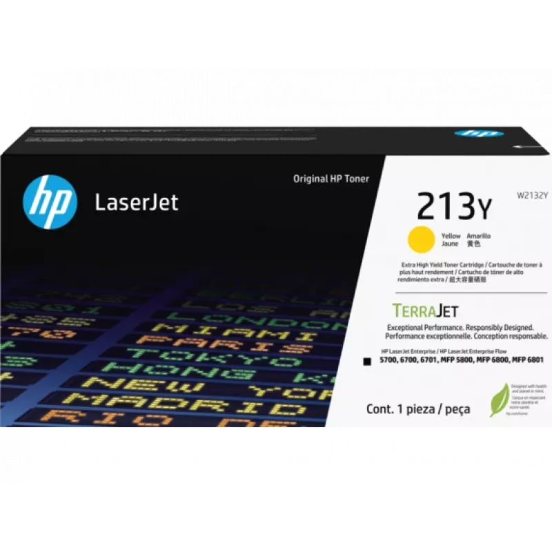 HP 213Y didelės išeigos geltona originali LaserJet tonero kasetė