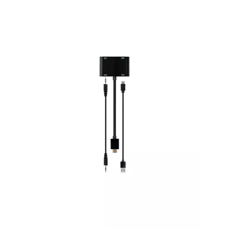 Gembird A-HDMIM-HDMIFVGAF-01 adapteris HDMI kištukas–HDMI lizdas + VGA lizdas su garsu ir papildomu maitinimo lizdu