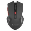 Belaidė optinė pelė DEFENDER ACCURA MM-275 RF, ambidekstrinė, 1600 DPI, USB RF imtuvas, 5–6 mygtukai, juoda/raudona