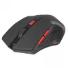 Belaidė optinė pelė DEFENDER ACCURA MM-275 RF, ambidekstrinė, 1600 DPI, USB RF imtuvas, 5–6 mygtukai, juoda/raudona
