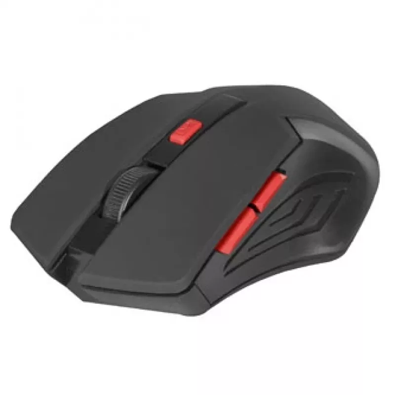 Belaidė optinė pelė DEFENDER ACCURA MM-275 RF, ambidekstrinė, 1600 DPI, USB RF imtuvas, 5–6 mygtukai, juoda/raudona