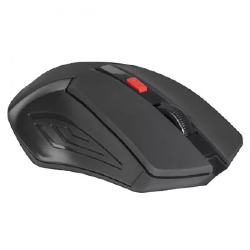 Belaidė optinė pelė DEFENDER ACCURA MM-275 RF, ambidekstrinė, 1600 DPI, USB RF imtuvas, 5–6 mygtukai, juoda/raudona