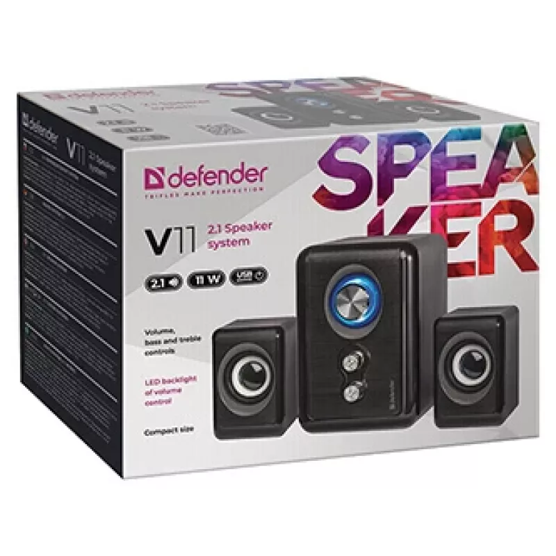 Garsiakalbis DEFENDER V11 11 W laidinis 2.1 stalinis palydovas, USB 5 V, juodas