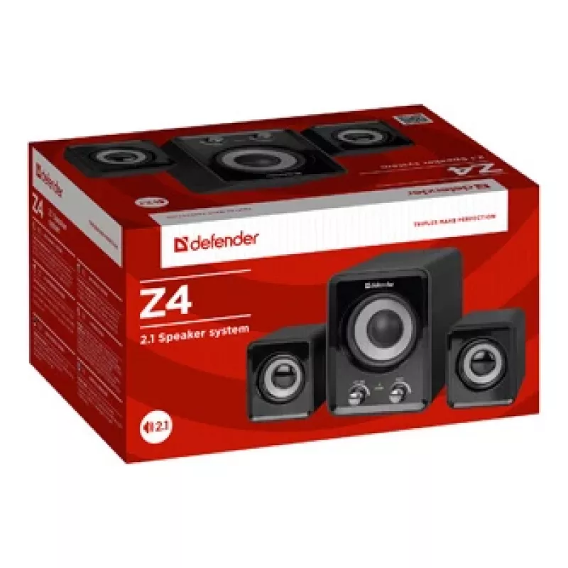 Garsiakalbiai DEFENDER Z4 laidiniai 2.1, 11 W RMS, juodi, maitinimas USB 5V, 3.5 mm išėjimas ausinėms