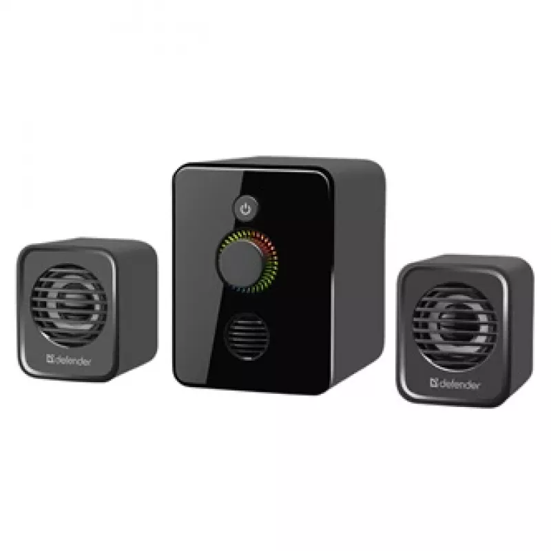 2.1 kompiuterinės garsiakalbių sistemos DEFENDER V12 11W RMS USB, 3,5 mm, žemų dažnių garsiakalbis, juoda, 223×115×130 mm