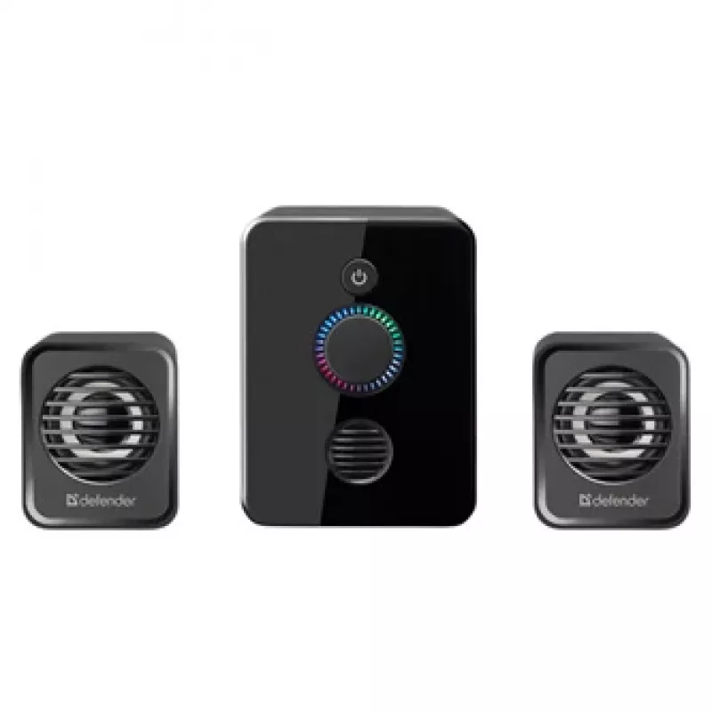 2.1 kompiuterinės garsiakalbių sistemos DEFENDER V12 11W RMS USB, 3,5 mm, žemų dažnių garsiakalbis, juoda, 223×115×130 mm