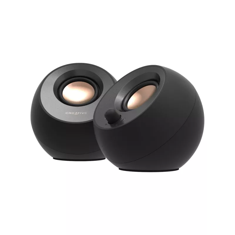 CREATIVE Pebble V3 minimalistiniai 2.0 USB-C staliniai garsiakalbiai su USB garsu, Clear Dialog, Bluetooth 5.0, 8W RMS (16W maks.)
