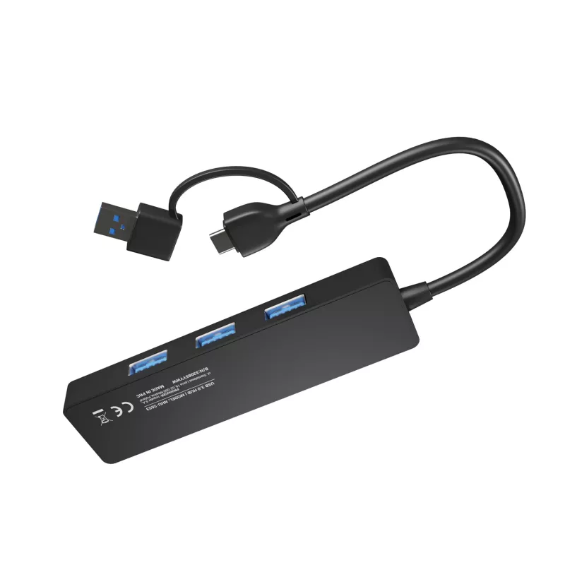 USB šakotuvas NATEC Mayfly USB 3.2 Gen 1 Type-A Type-C 5000 Mbit/s Juodas