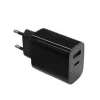 Sieninis įkroviklis 2x3A USB C + USB A Power Delivery juodas