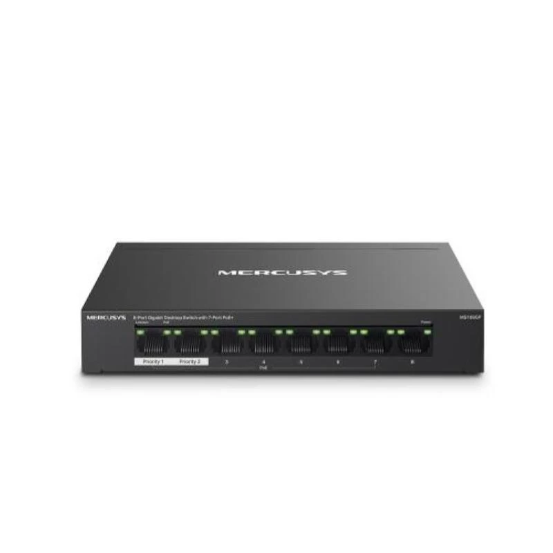Mercusys MS108GP 8 prievadų Gigabit stalinis jungiklis su 7 prievadais PoE