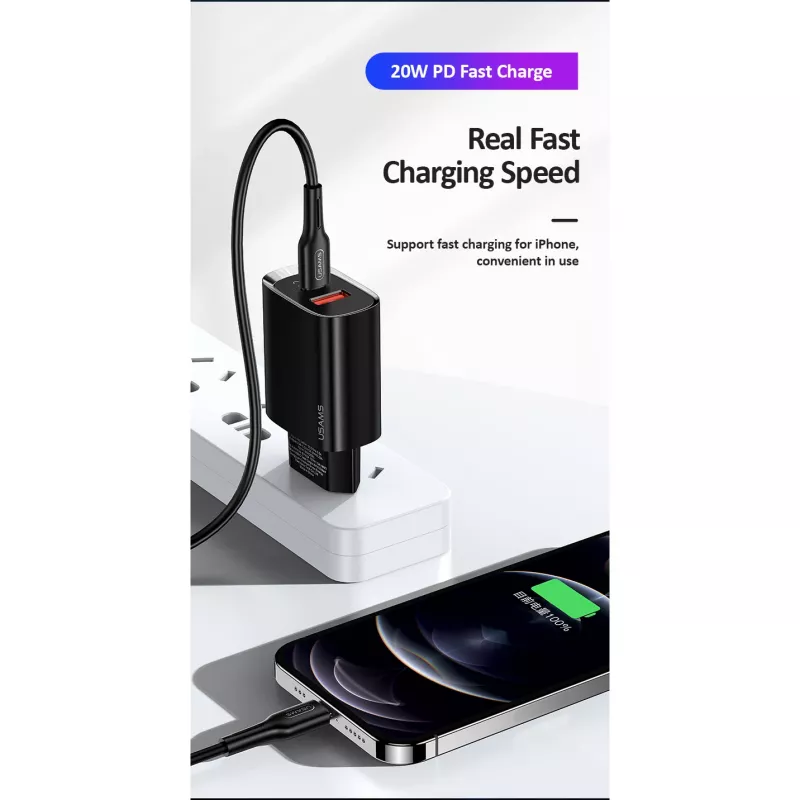 Įkroviklis Usams T35 20W PD3 USB-C į USB greitojo įkrovimo adapteris