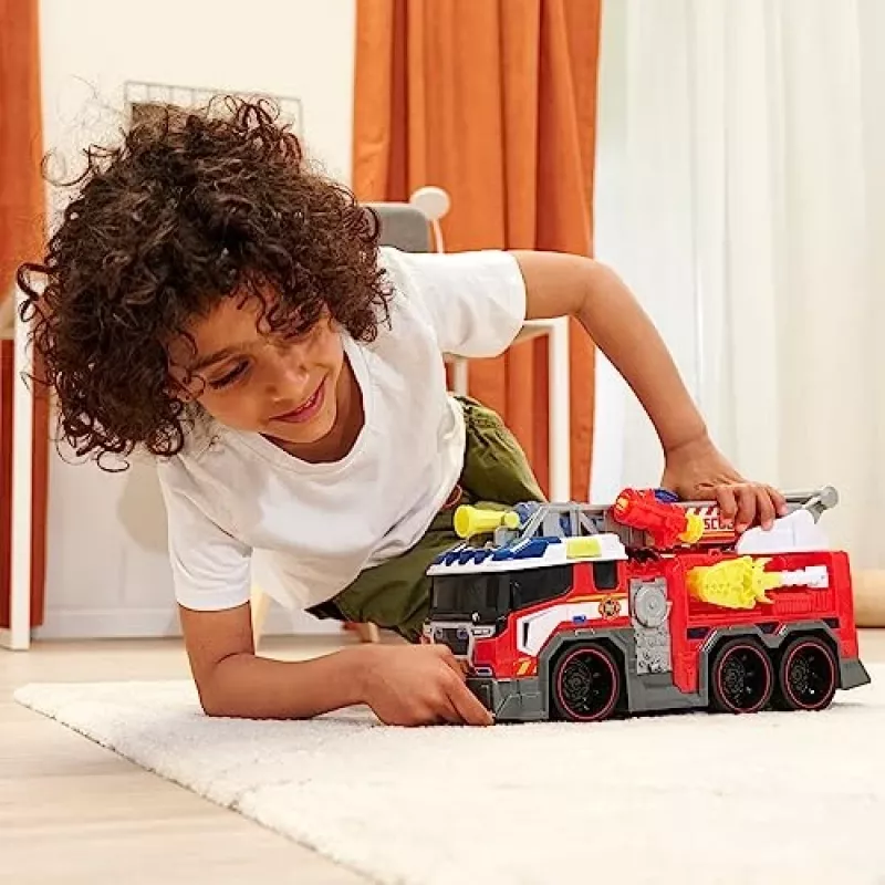 Gaisrinis automobilis žaislas Dickie modelis 203307000 – baterijomis maitinamas, nuo 3 metų, spalvos: juoda/mėlyna/raudona/balta/geltona
