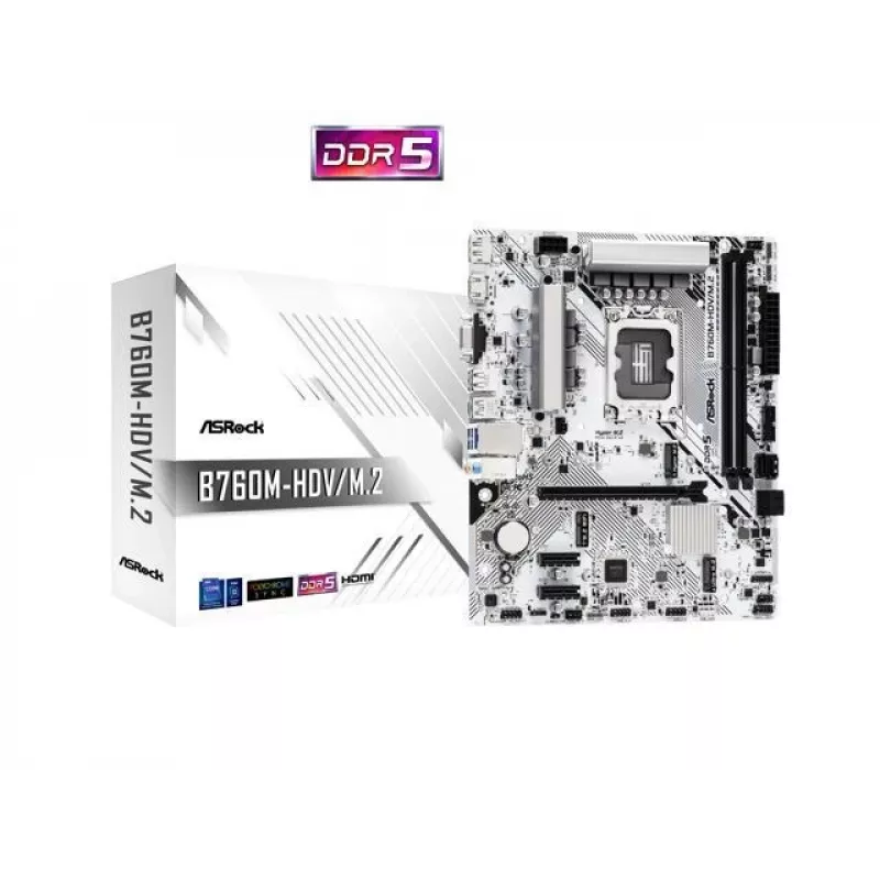 ASRock B760M-HDV/M.2 pagrindinė plokštė Micro-ATX su DDR5