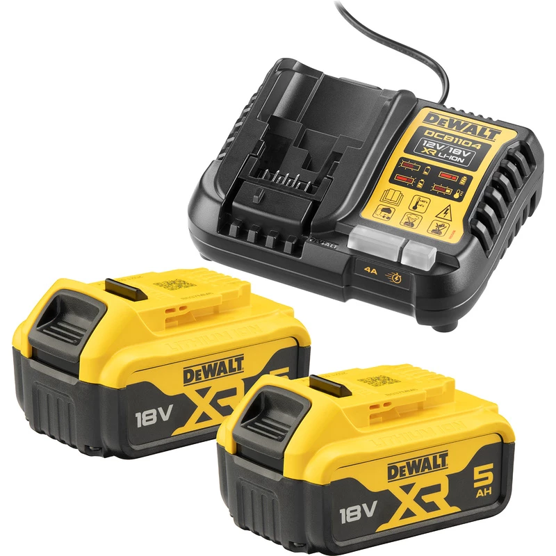Baterijų ir įkroviklio rinkinys DeWALT DCB1104P2 18 V 5,0 Ah (2 baterijos, įkroviklis)