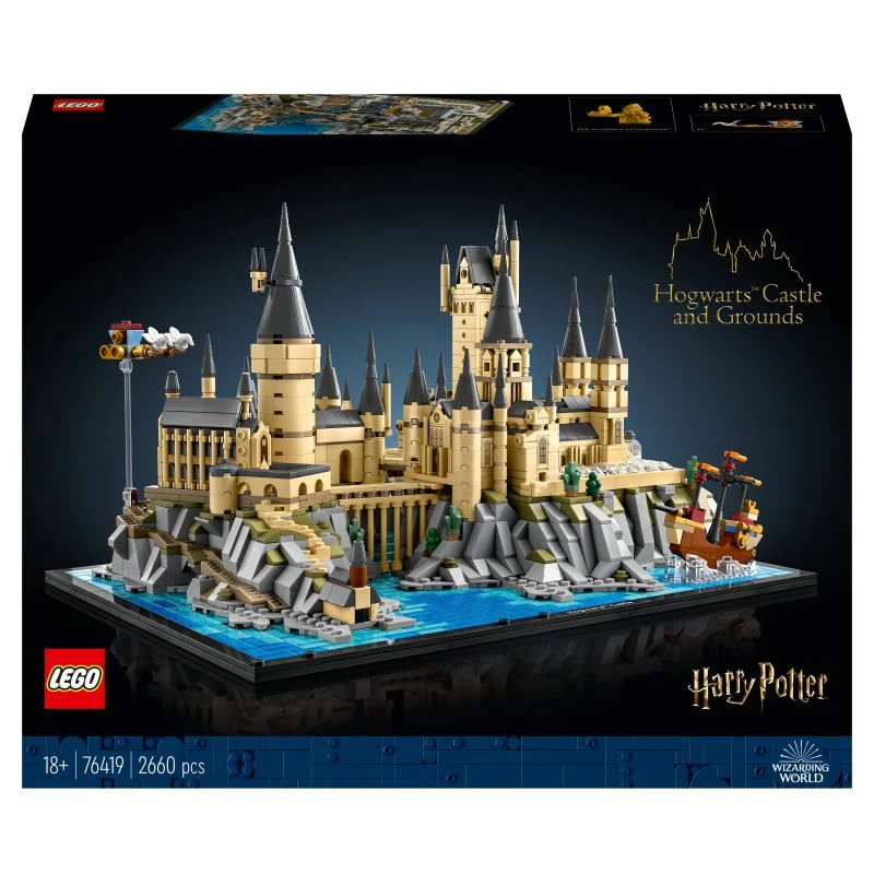 LEGO 76419 Hario Poterio Hogvartso pilis ir teritorijos – didelis rinkinys suaugusiems su ikoninėmis vietomis: Didžioji salė, Paslapčių kambarys ir daugiau