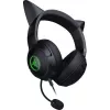 Ausinės žaidimams Razer Kraken Kitty V2 - Juodos, su kačių auselėmis ir RGB apšvietimu