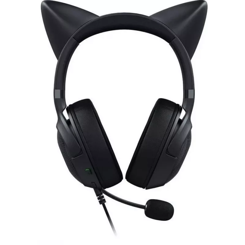 Ausinės žaidimams Razer Kraken Kitty V2 - Juodos, su kačių auselėmis ir RGB apšvietimu
