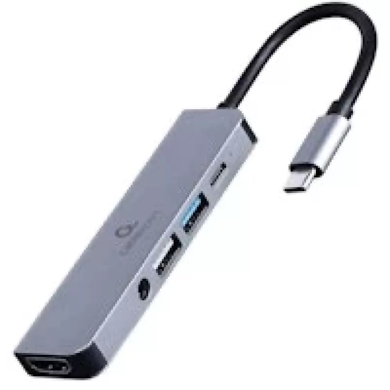 Gembird A-CM-COMBO5-02 USB-C 5-in-1 universalus adapteris, sidabrinis