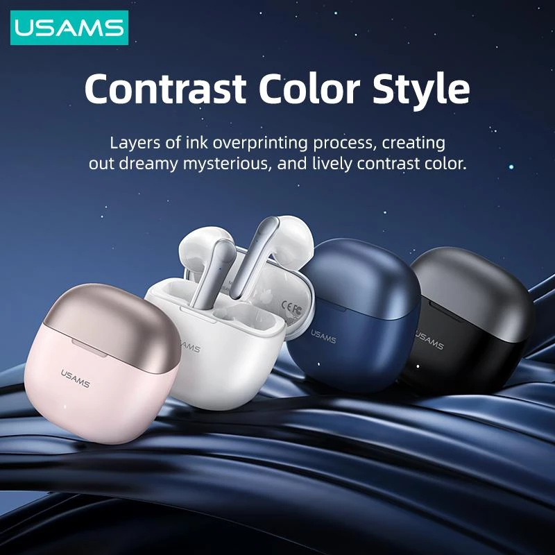 Ausinės USAMS TWSXH Series Dual Mic belaidės mėlynos BHUXH03