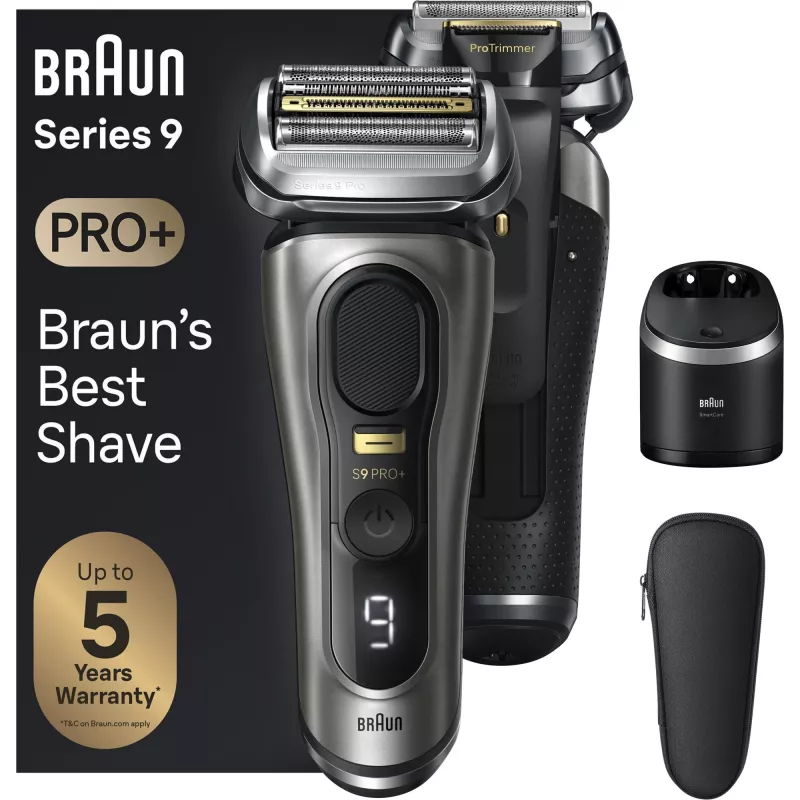 Braun Series 9 Pro+ 9565cc šlapiui ir sausam skutimui folijos skustuvas su trimeriu Metallic