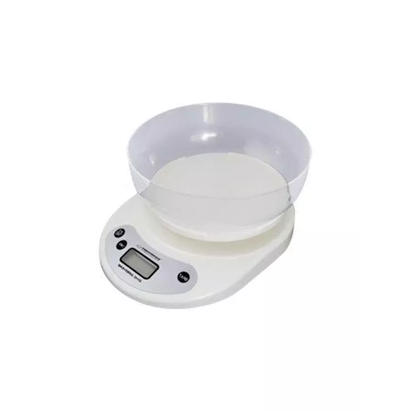 Virtuvinės elektrinės svarstyklės ESPERANZA EKS007 — 5 kg talpa, 1 g tikslumas, balta
