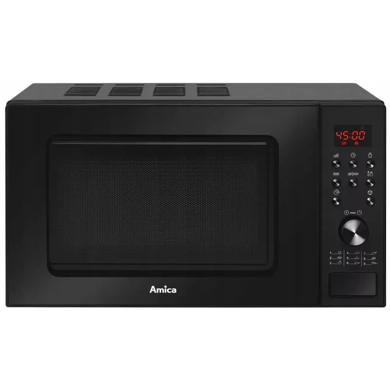 Mikrobangų krosnelė Amica AMGF20E1GB su lygiu paviršiumi ir griliu, 20 L, 700 W, juoda