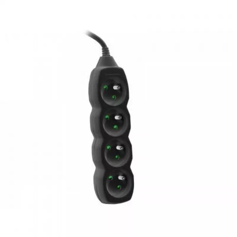 Tracer PowerCord ilgintuvas, 4 kištukiniai lizdai, 3 m, juodos spalvos