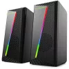 Garsiakalbiai stereo 2.0, 6W, Jack 3.5mm, USB maitinimas, Esperanza Rainbow Nortec 95855, RGB apšvietimas, juodi