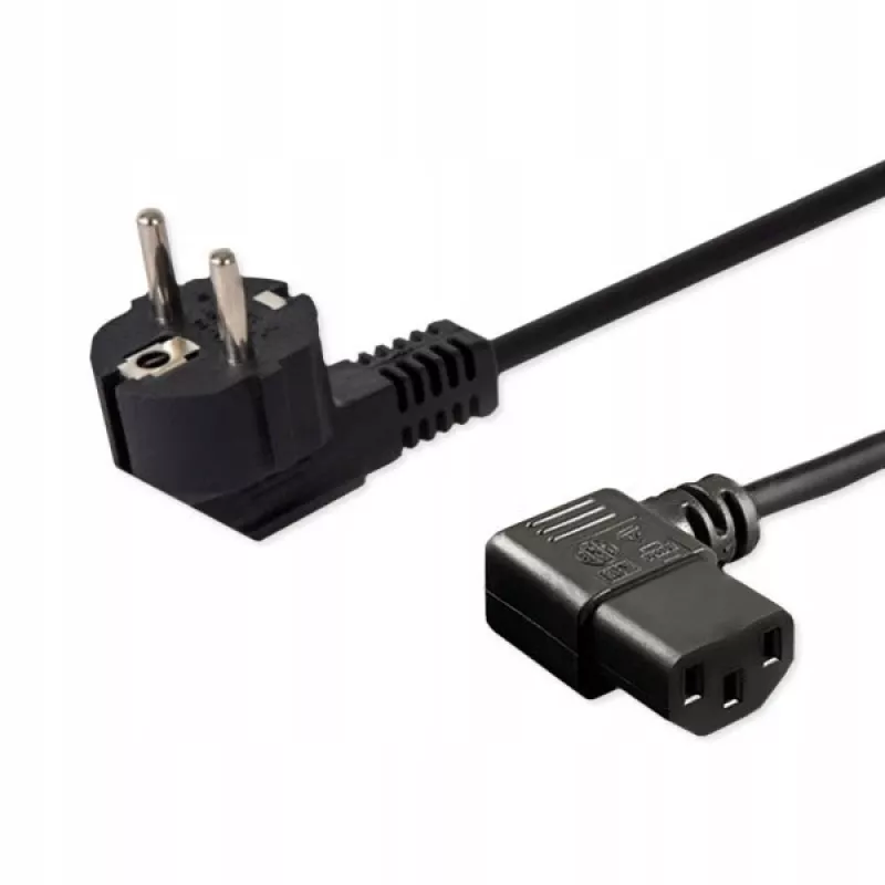 Maitinimo laidas SAVIO CL-116 — 1,8 m, juodas, lenktas C tipo kištukas į lenktą IEC C13, 3 gyslų 0,5 mm²