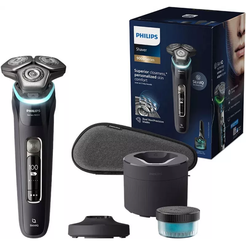 Philips SHAVER Series 9000 S9976/55 vyriškas skustuvas su rotaciniu skustuvu ir trimeriu, juodos spalvos