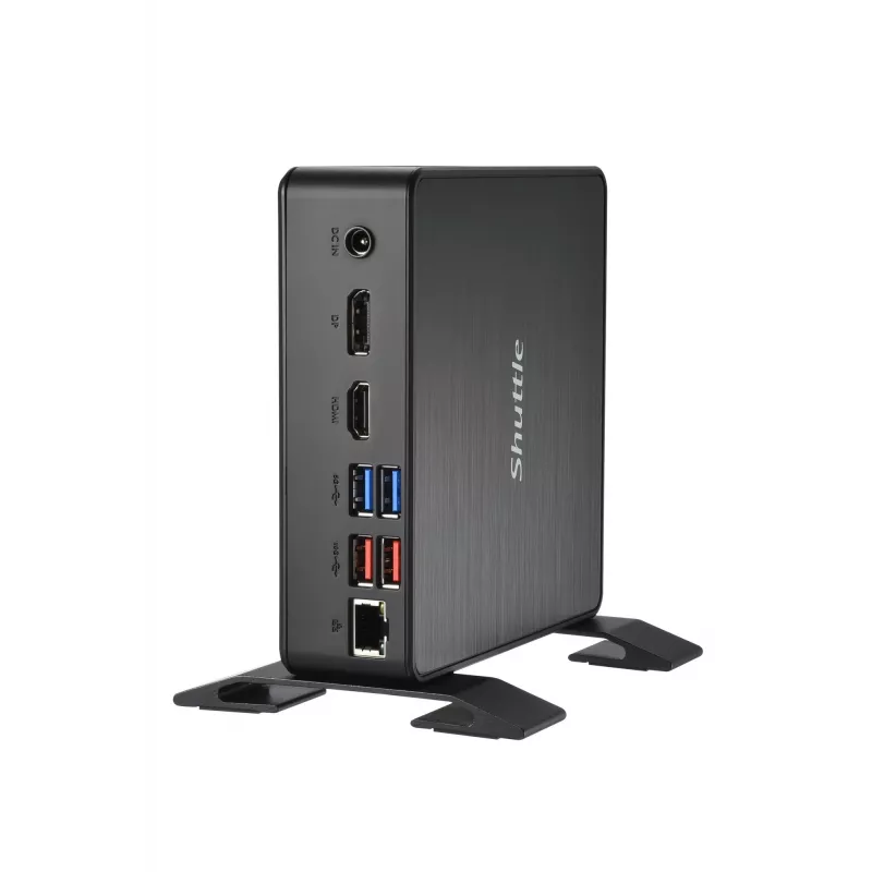Shuttle XPC Nano PC NC40U, Intel Celeron 7305U, 1x HDMI, 1x DP, 1x USB-C/DP, 6x USB3.2, 1x 2,5 colio vieta, 2x M.2, 1x LAN, RAID, 24/7 nuolatinis darbas, su VESA ir stovu