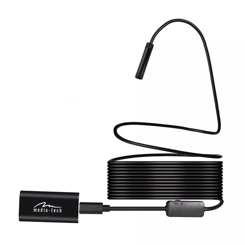 WiFi endoskopas MEDIA-TECH MT4099, 8 mm zondas, 5 m laidas, IP67, 1280×720@30fps, 70° žiūrėjimo kampas, 800 mAh baterija