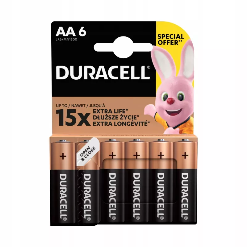 Baterijų rinkinys Duracell Basic AA / LR6 — 6 vnt (šarminės)