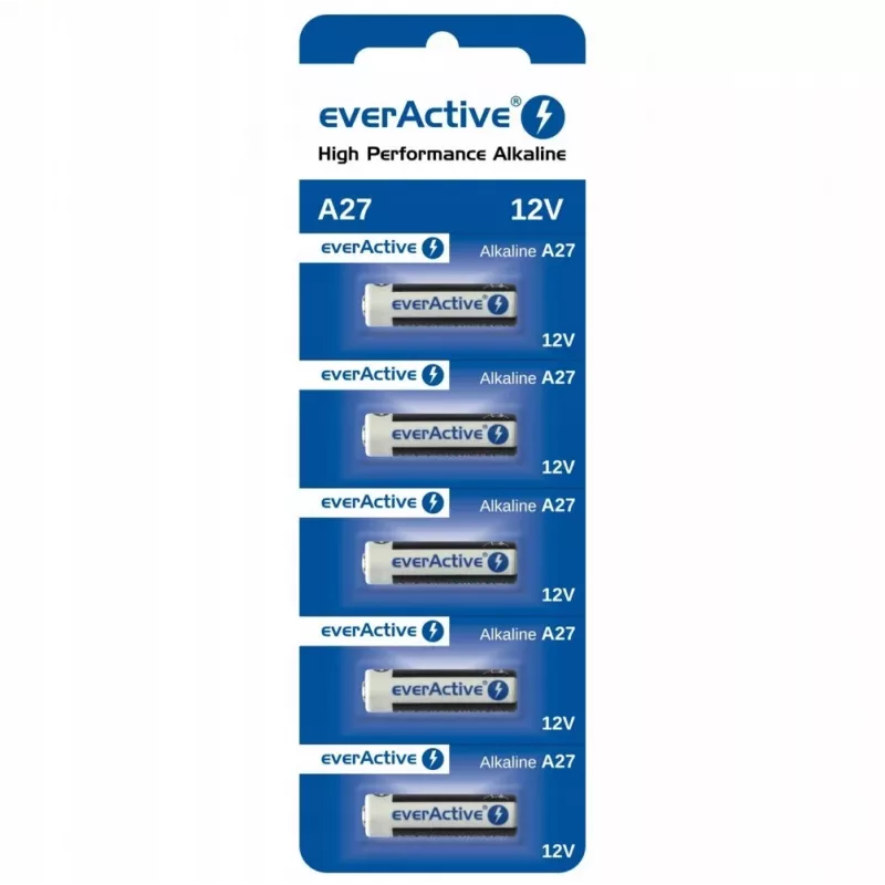 Įkraunamas baterijų rinkinys everActive 27A5BL, šarminė, 12 V, cilindrinė, 5 vnt., 27,3 × 7,62 mm
