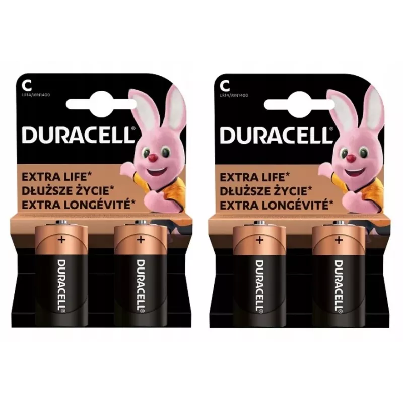 Duracell AA, AAA, D, C, 2032, 9V (LR14 LR20 6LR61 CR2032) įvairių dydžių baterijų rinkinys (C X 4vnt)