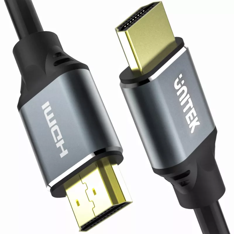 HDMI kabelis Unitek C138W 2 m — HDMI 2.1, 48 Gbit/s, 4K/120Hz, HDR10 & Dolby Vision, ARC, auksu dengtos jungtys