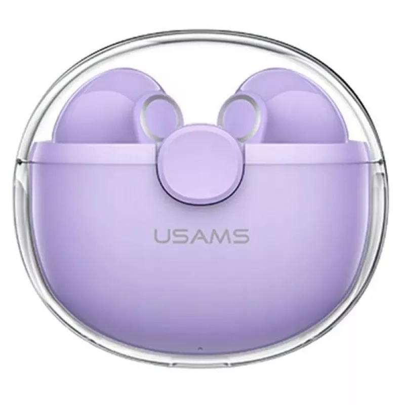 USAMS belaidės ausinės Bluetooth 5.1 TWS liečiamos sportinės, violetinės