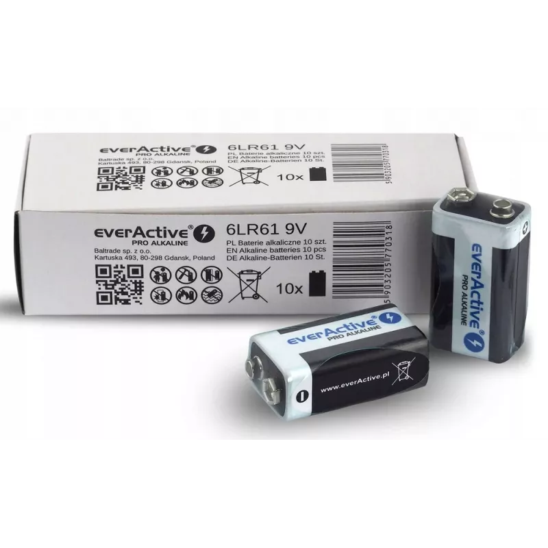 Baterija šarminė EverActive Pro Alkaline 6LR61 9V
