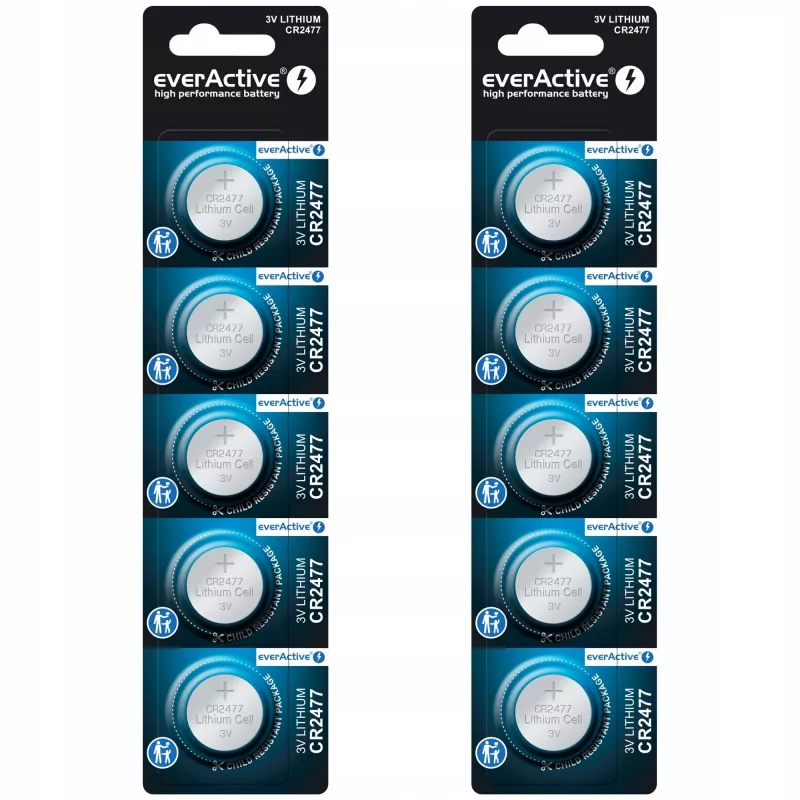 Ličio baterija everActive CR2477 - lizdinė pakuotė 5 vnt.