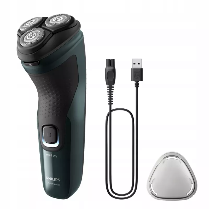 Elektrinis rotacinis skustuvas Philips 3000X Series X3002/00 – 3 galvutės, šlapiam ir sausam skutimuisi, įkraunamas, NiMH baterija, 40 min veikimo