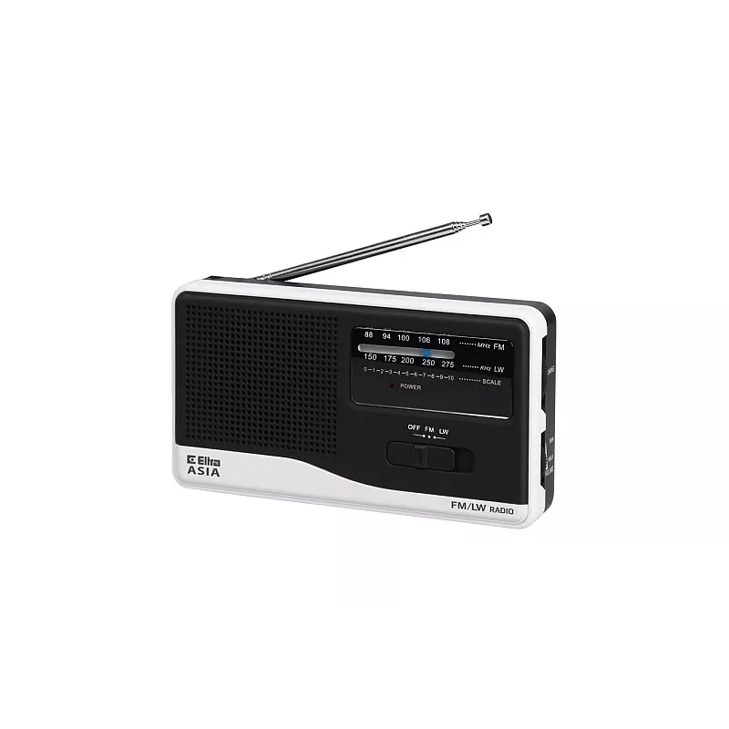 Radijas Eltra Asia White – nešiojamas FM/AM radijas, maitinimas iš tinklo ir baterijų