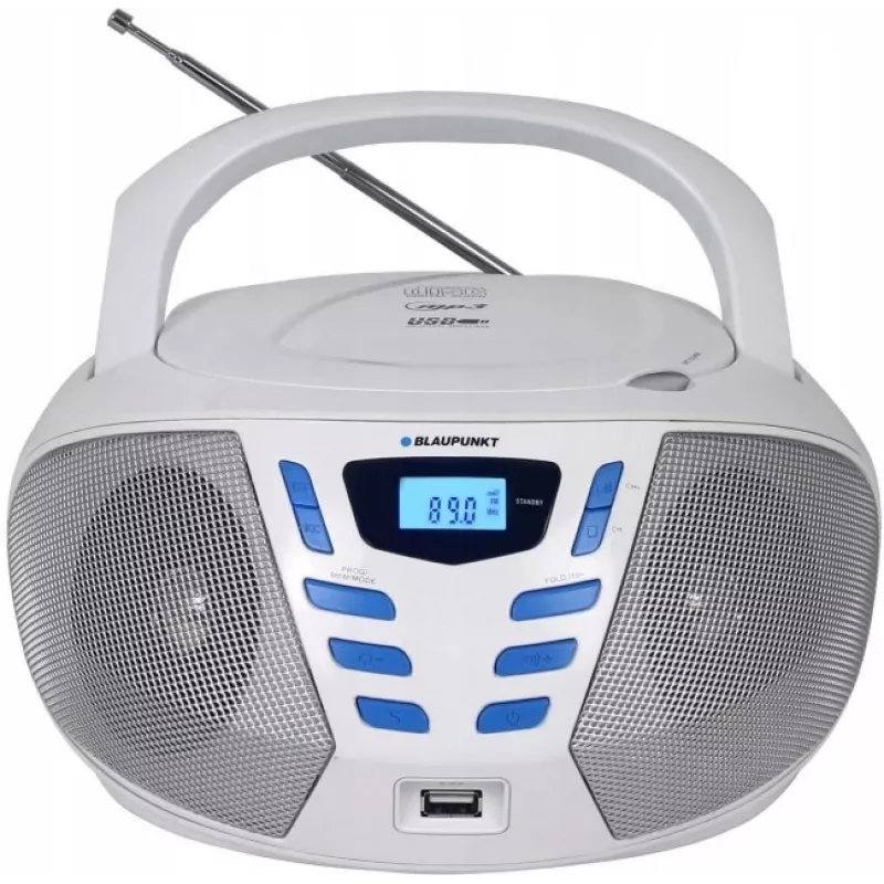 Blaupunkt BB7-WH nešiojama stereo sistema, 2.4 W, FM, pilka, MP3 atkūrimas