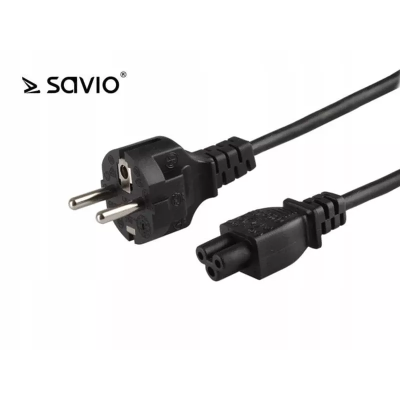 Maitinimo laidas SAVIO CL-67 1,2 m H03VV-F 3×0,75 mm² IEC C5 į CEE7/7 juodas