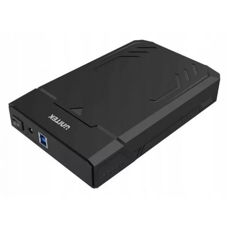 Išorinis dėklas HDD/SSD Unitek Y-3035 — 2,5/3,5 colio SATA, USB 3.2 Gen 1 (USB Type-B), 6 Gbit/s, juodas, su maitinimo adapteriu