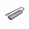 USB šakotuvas Unitek P5+ — 5 prievadų (4 × USB 3.2 Gen 2 Type-A), USB 3.2 Gen 1 pagrindinis, 5 Gbit/s, 10 W PD, aliuminis, pilka