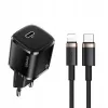 usams Phone Charger T36 USB-C + Lightning PD – kompaktiškas PD įkroviklis su USB-C ir Lightning