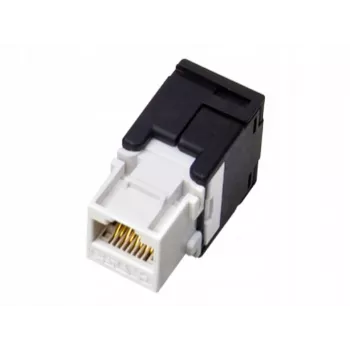 RJ45 jungtis Alantec MB001, tiesi moteriška, auksuoti kontaktai, AWG 22/24, 568 A, termoplastikas, juoda/balta