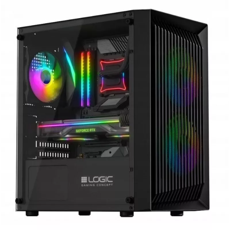 Logic Atos ARGB Mini USB 3.0 juodas Micro Tower kompiuterio korpusas (AM-ATOS-10-0000000-0002)