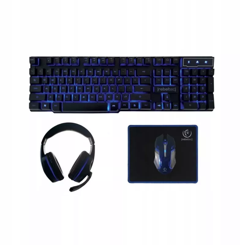 Rebeltec SHERMAN Gaming klaviatūra su pele USB QZERTY angliškas juodas